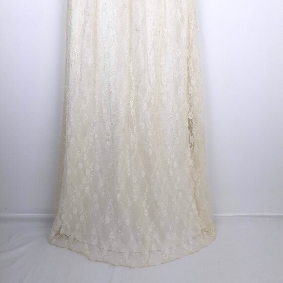 Ivory Lace Gown Size 5. Fairy Greek goddess one shoulder rhinestones prom formal - Picture 6 of 14